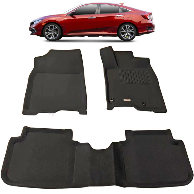 3D floor mats for HONDA CIVIC XPE Textured look RHD Front and Rear 2022-2024