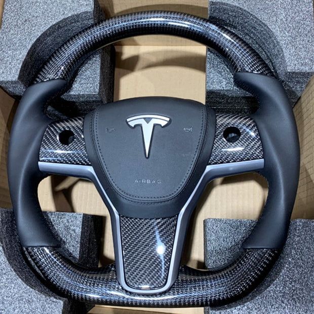 TESLA MODEL 3 - REAL CARBON FIBER Steering Wheel Heated - 2019-2023