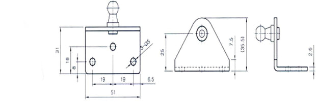 Brackets Right Angle External for Gas Struts 10MM Ball Black Zinc (4PCS) BRAUMACH Auto Parts & Accessories 