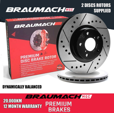 Front Disc Brake Rotors Drilled for Holden Statesman WM Sedan 6.0 i V8 2006-2010