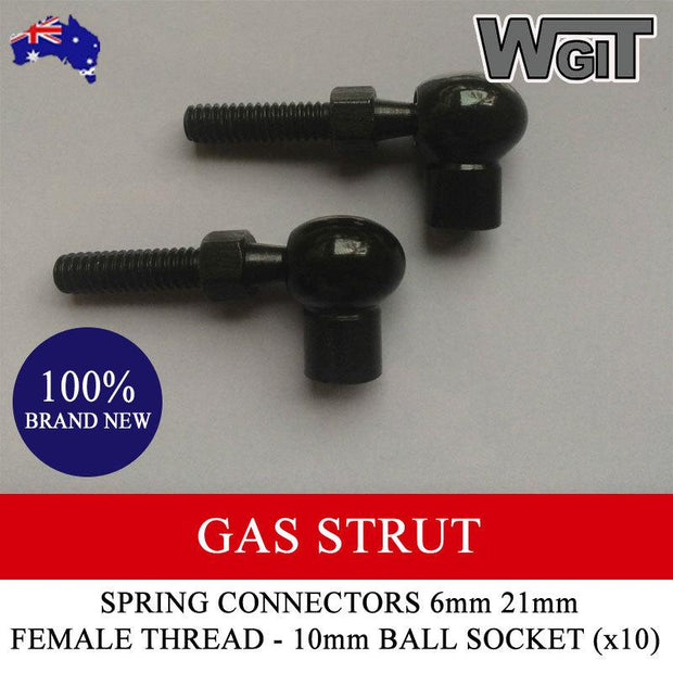 GAS STRUT - SPRING CONNECTORS 6mm 21mm FEMALE THREAD - 10mm BALL SOCKET ( x 10 ) BRAUMACH Auto Parts & Accessories 