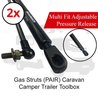 Gas Struts 375mm - Pressure Release 350N - Adjustable - Caravan - Trailer - Toolbox - (Pair) BRAUMACH Auto Parts & Accessories 