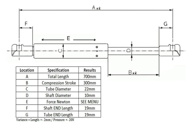 Gas Struts 700mm - Pressure Release 1100N - Adjustable - Caravan - Trailer - Toolbox - (Pair) BRAUMACH Auto Parts & Accessories 