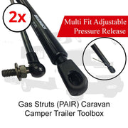 Gas Struts 725mm - Pressure Release 200N - Adjustable - Caravan - Trailer - Toolbox - (Pair) BRAUMACH Auto Parts & Accessories 