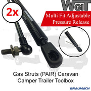 Gas Struts 725mm - Pressure Release 900N - Adjustable - Caravan - Trailer - Toolbox - (Pair) BRAUMACH Auto Parts & Accessories 