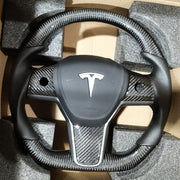 TESLA MODEL 3 - REAL CARBON FIBER Steering Wheel Heated - 2019-2023