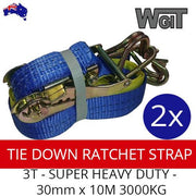 TIE DOWN RATCHET STRAPS 1.5T - SUPER HEAVY DUTY - 2x 30mm - 10M 3T Secure BRAUMACH Auto Parts & Accessories 