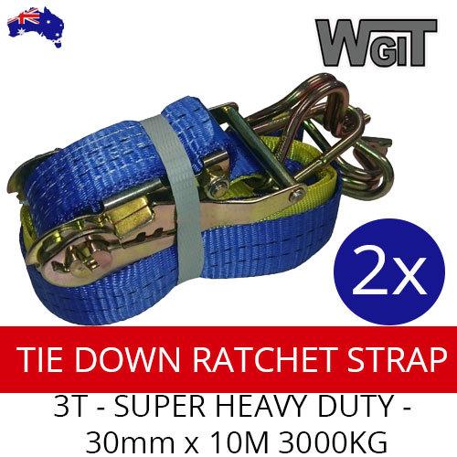 TIE DOWN RATCHET STRAPS 1.5T - SUPER HEAVY DUTY - 2x 30mm - 10M 3T Secure BRAUMACH Auto Parts & Accessories 