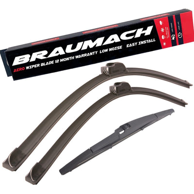 Wiper Blades Aero For Mitsubishi Mirage (CE) HATCH 1996-2004 FRONT PAIR & REAR BRAUMACH Auto Parts & Accessories 