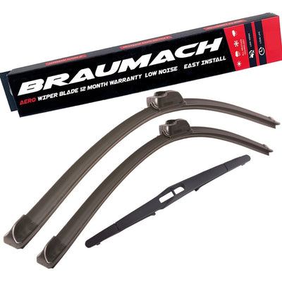 Wiper Blades Aero For Saab 9-5 HATCH 2006-2007 FRONT PAIR & REAR BRAUMACH Auto Parts & Accessories 