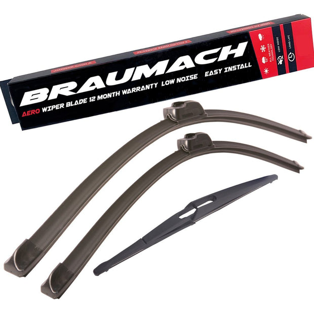 Wiper Blades Aero For Toyota Vitz HATCH 1999-2005 FRONT PAIR & REAR BRAUMACH Auto Parts & Accessories 