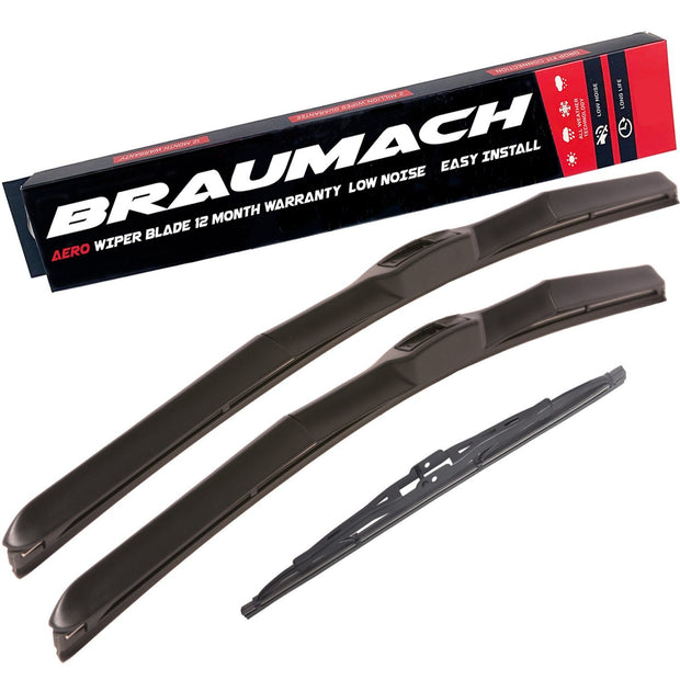 Wiper Blades Hybrid Aero Audi A3 (For S3) HATCH 1996-2002 FRONT PAIR & REAR BRAUMACH Auto Parts & Accessories 