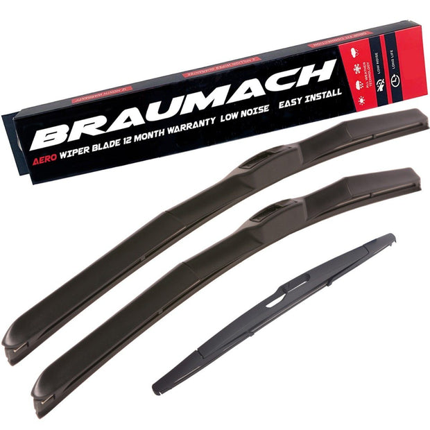 Wiper Blades Hybrid Aero BMW X3 (For E83) SUV 2004-2010 FRONT PAIR & REAR BRAUMACH Auto Parts & Accessories 