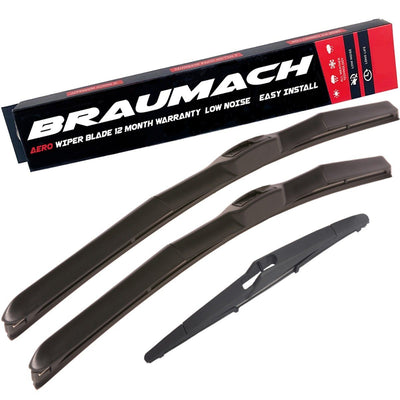 Wiper Blades Hybrid Aero For Toyota RAV4 (For 20R series) SUV 2000-2006 FRONT PAIR & REAR BRAUMACH Auto Parts & Accessories 