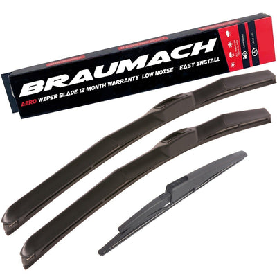 Wiper Blades Hybrid Aero For Volvo S80 WAGON 1998-2003 FRONT PAIR & REAR BRAUMACH Auto Parts & Accessories 