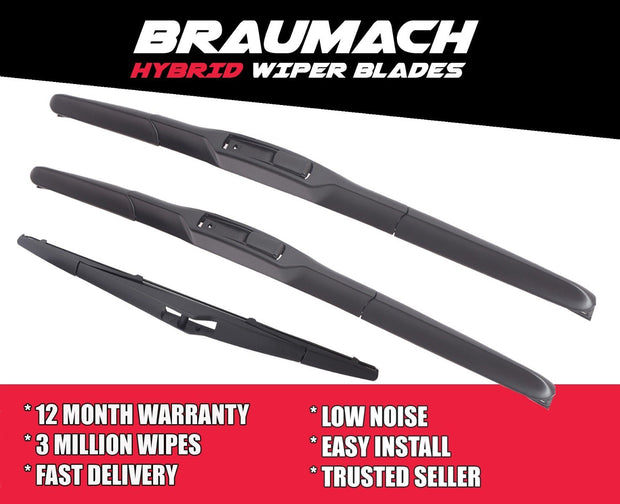 Wiper Blades Hybrid Aero Hyundai ix35 (For LM) SUV 11-2010-7-2015 FRONT PAIR & REAR BRAUMACH Auto Parts & Accessories 