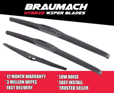 Wiper Blades Hybrid Aero Hyundai Santa Fe (For DM) SUV 2012-2017 FRONT PAIR & REAR BRAUMACH Auto Parts & Accessories 